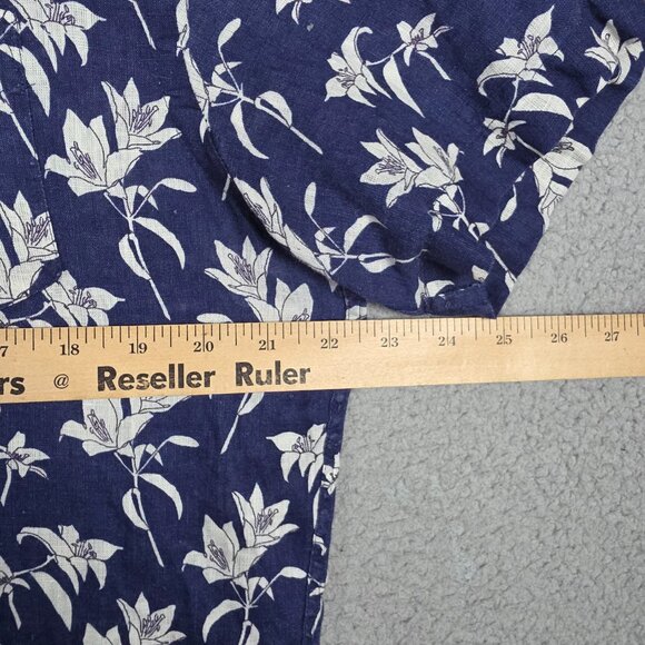 Untuckit Shirt Mens Size Large Slim Fit Navy Floral Butt Down Beach 100% Linen - Picture 8 of 9